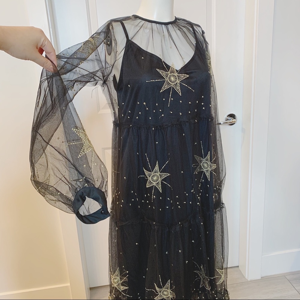 Revolve Black Starry Night two piece set dress